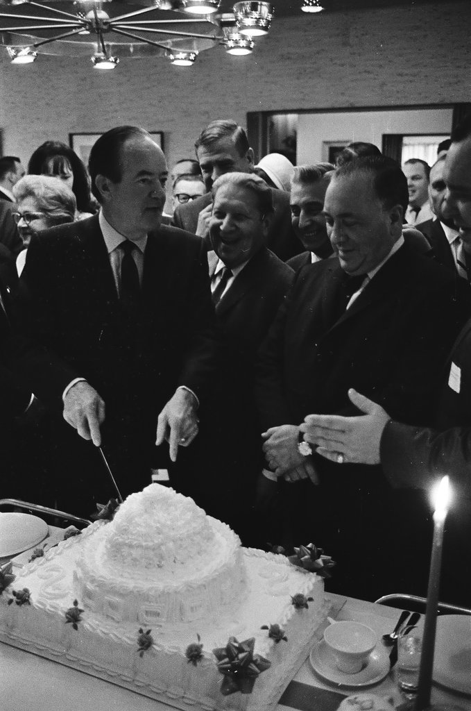 Vice President Hubert Humphrey speaking to a crowd in Humboldt Park for Polish Constitution Day festivities - Chicago Sun-Times