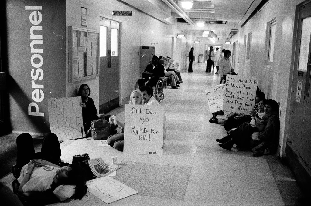 Striking nurses stage sit in at Cook County Hospital - Chicago Sun-Times