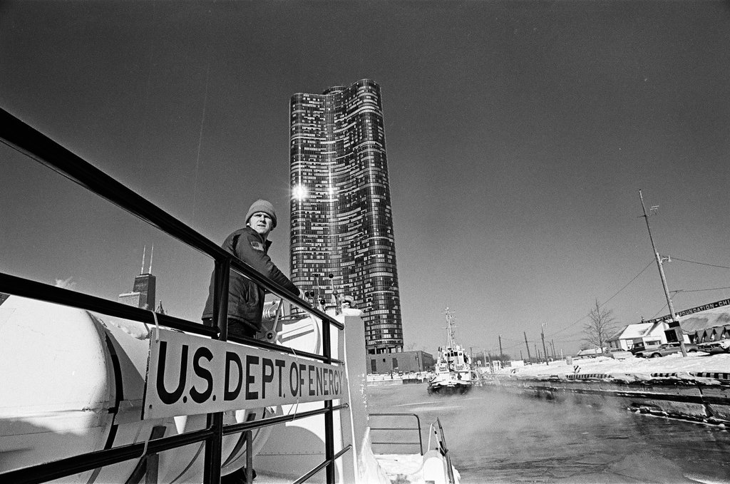 Department of Energy boat in frozen Lake Michigan - Chicago Sun-Times