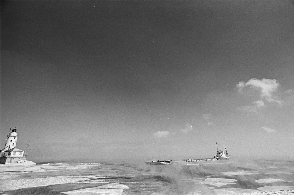 Department of Energy boat in frozen Lake Michigan - Chicago Sun-Times
