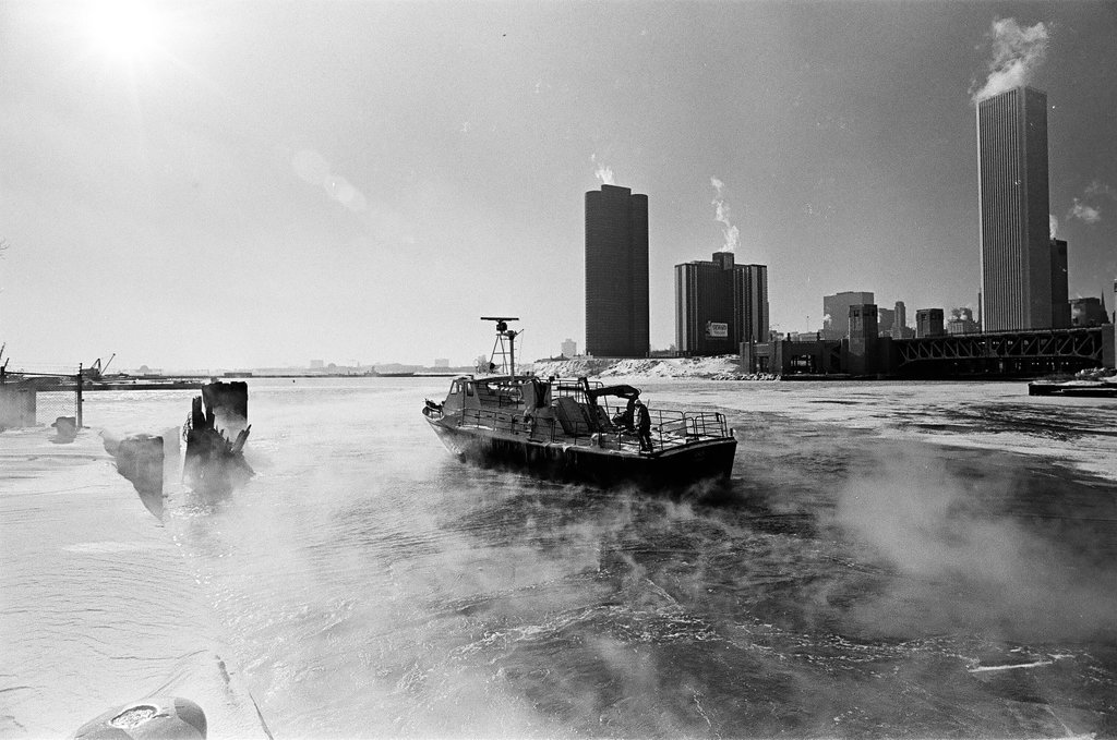 Department of Energy boat in frozen Lake Michigan - Chicago Sun-Times