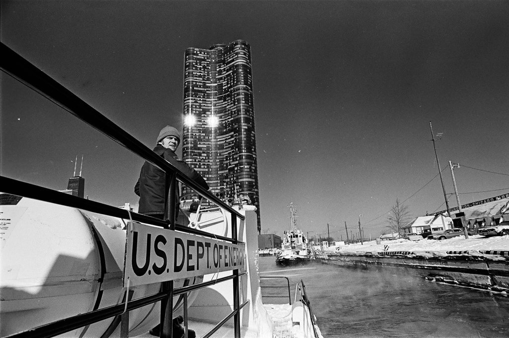 Department of Energy boat in frozen Lake Michigan - Chicago Sun-Times