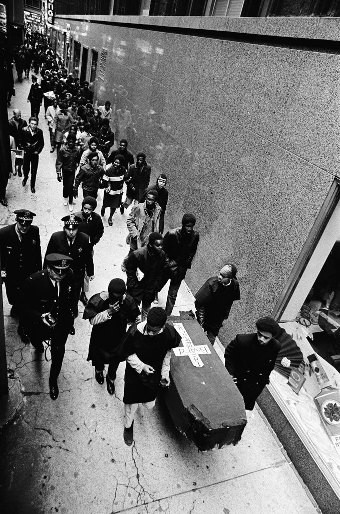 Mock funeral for Board of Education at Civic Center - Chicago Sun-Times