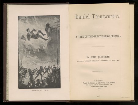 Daniel Trentworthy:  A Tale of the Great Fire of Chicago (title page and frontispiece) - Rand, McNally & Company