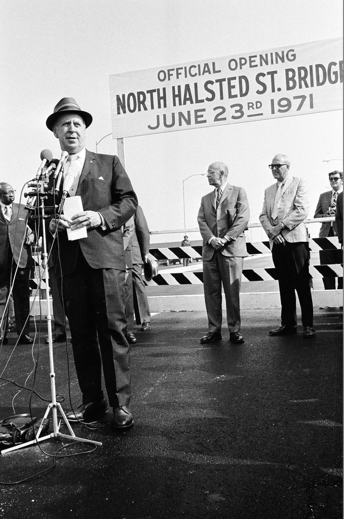 Officials dedicate North Halsted Street Bridge - Peters (Clarence or Pete) for Chicago Sun-Times