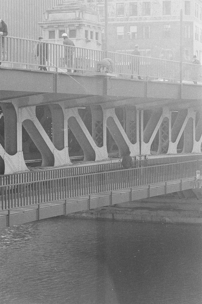 Welders work on Michigan Avenue Bridge - Ray Burley for Chicago Sun-Times