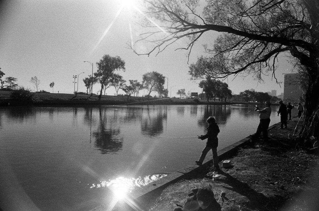 People fish at the Lincoln Park Lagoon on a fall day - Chicago Sun-Times