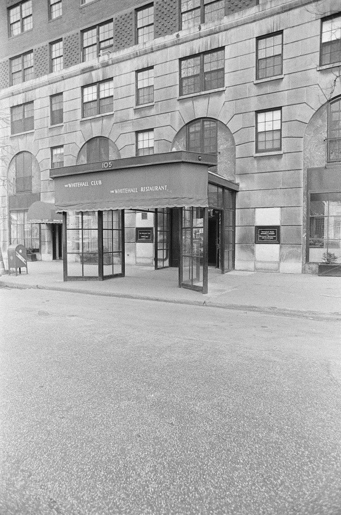 Exterior view of the entrance to the Whitehall Club and Whitehall Restaurant - Chicago Sun-Times