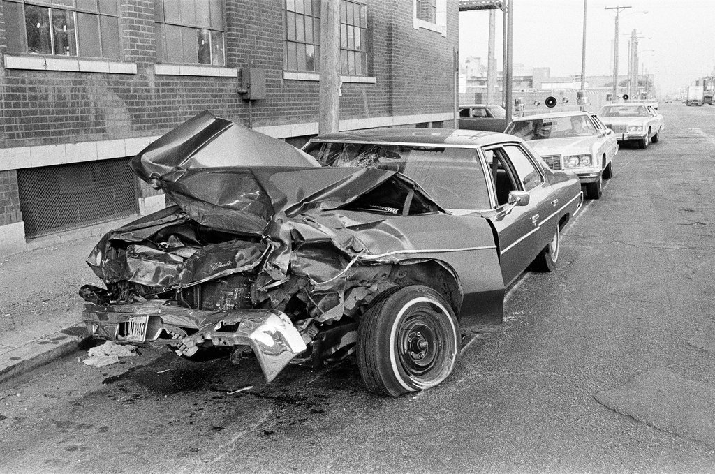 Images of a totaled Chicago Transit Authority bus and passenger vehicle - Chicago Sun-Times