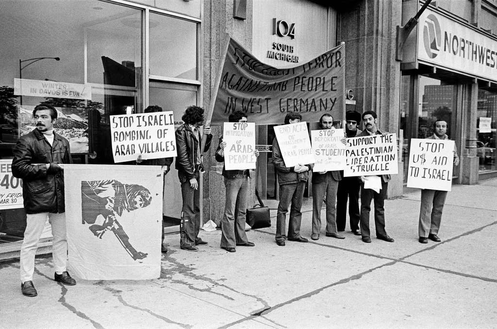 Palestinians picket in front of the German Consulate offices following the Munich Massacre - Chicago Sun-Times