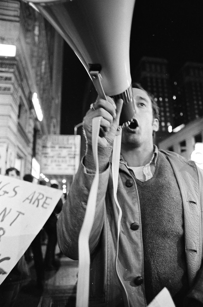 SDS march to Hilton Hotel on election day - Howard D. Simmons for Chicago Sun-Times