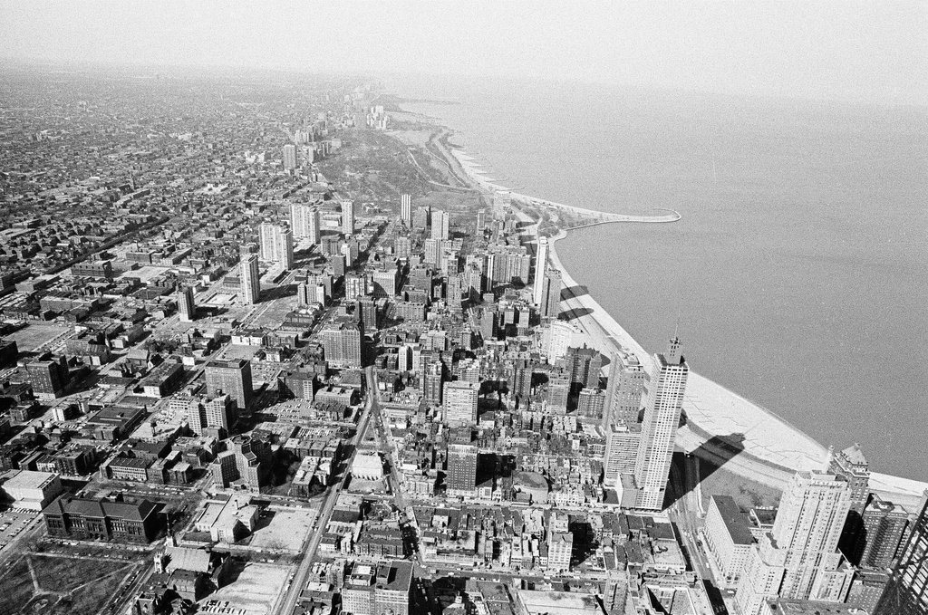 Aerial views of construction on John Hancock Center - Jack Dykinga for Chicago Sun-Times