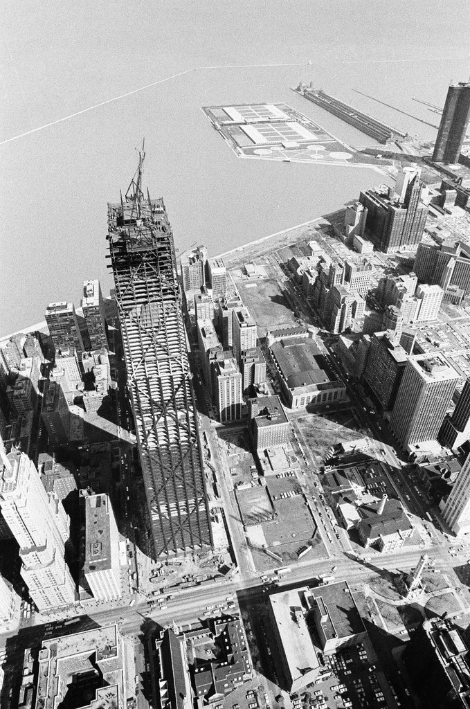 Aerial views of construction on John Hancock Center - Jack Dykinga for Chicago Sun-Times