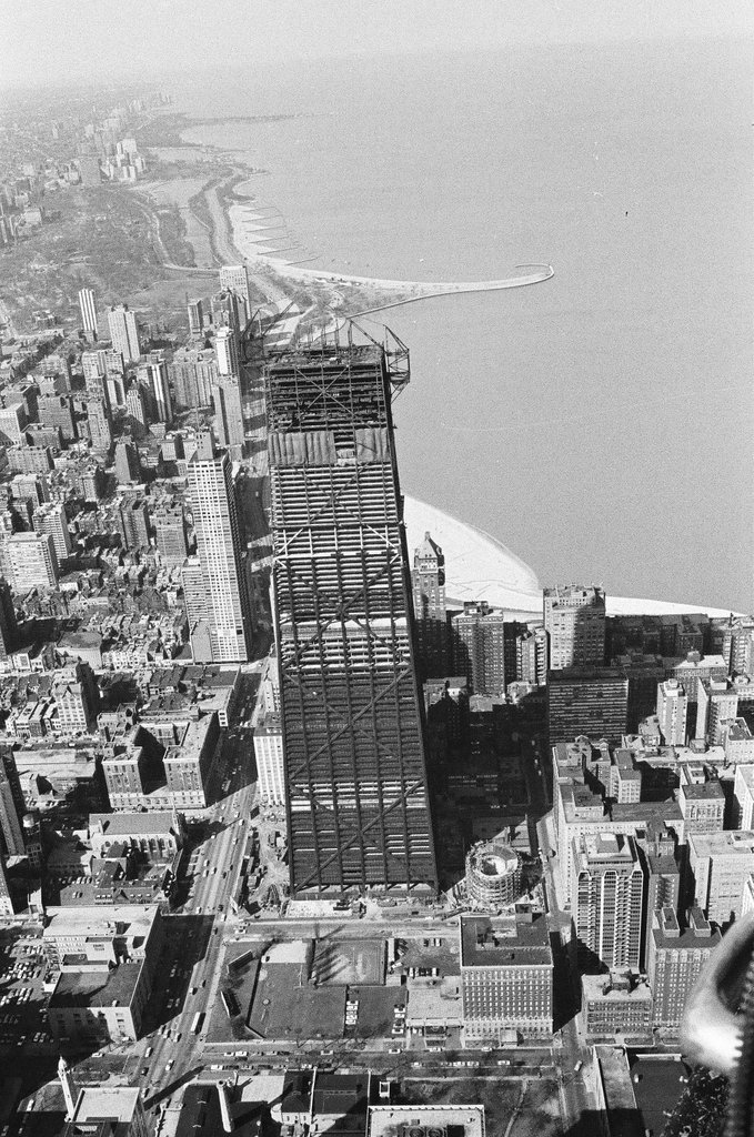 Aerial views of construction on John Hancock Center - Jack Dykinga for Chicago Sun-Times