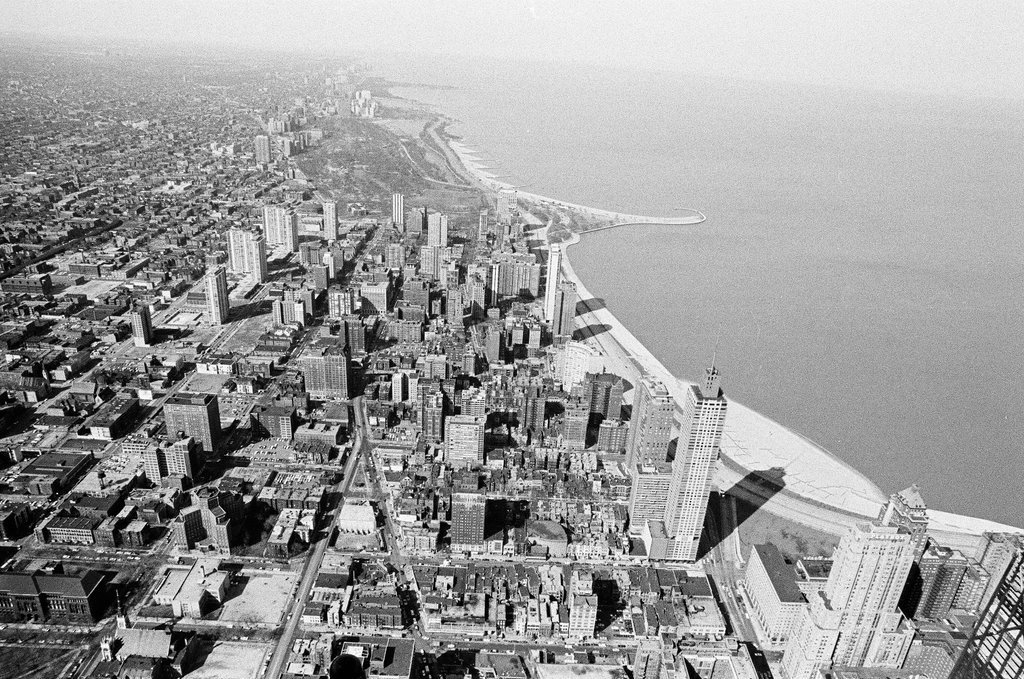 Aerial views of construction on John Hancock Center - Jack Dykinga for Chicago Sun-Times