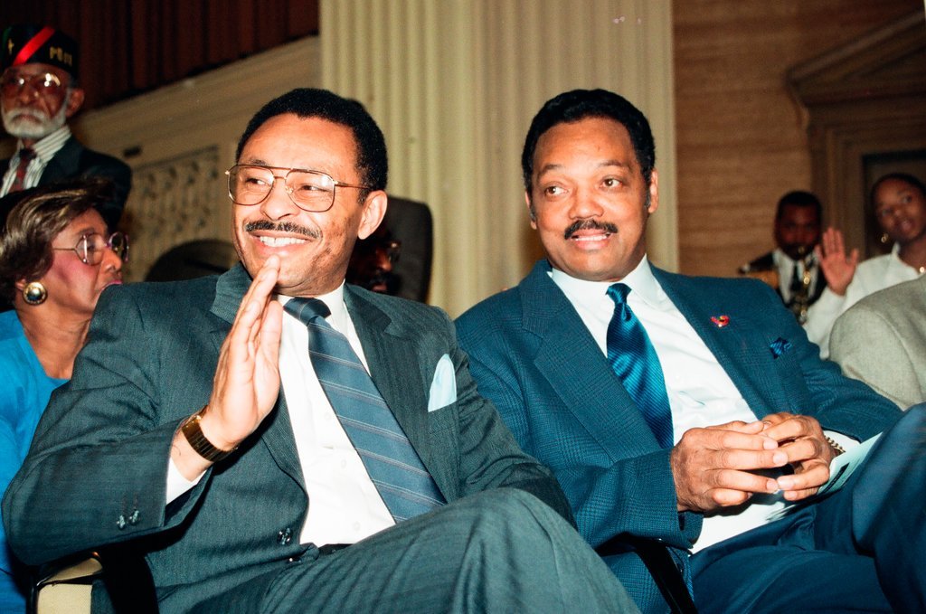 Roland Burris and Jesse Jackson at mayoral campaign - Chicago Sun-Times