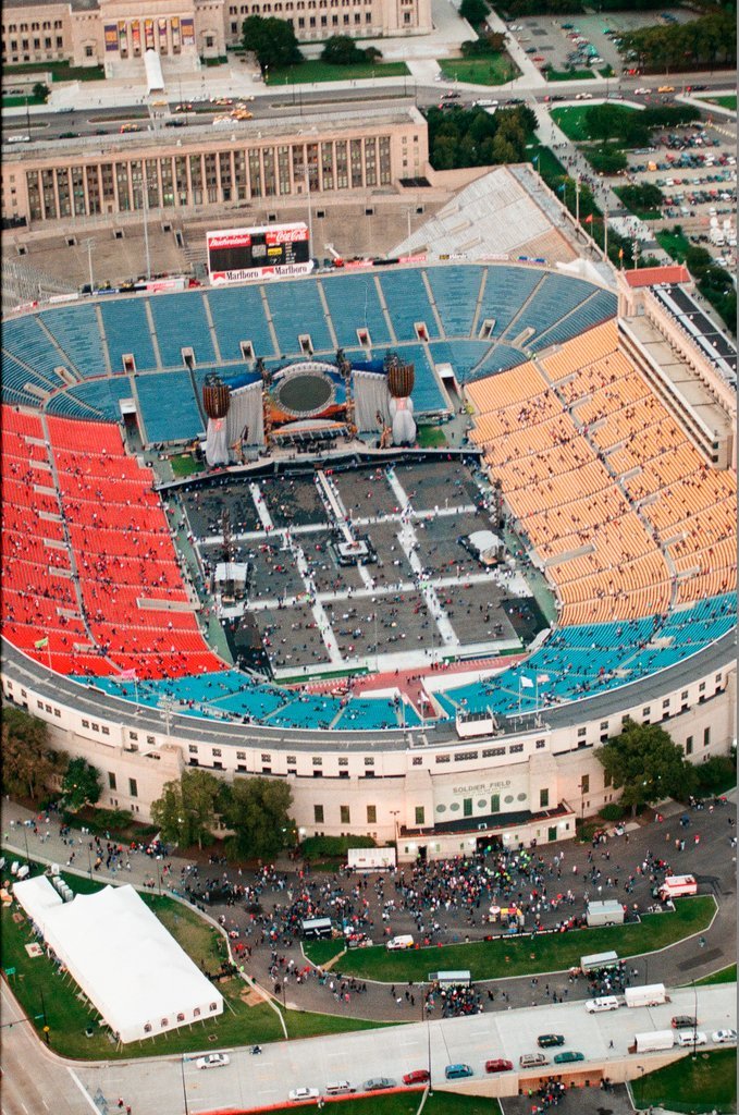 Aerial views of Soldier Field before the Rolling Stones concert - Chicago Sun-Times