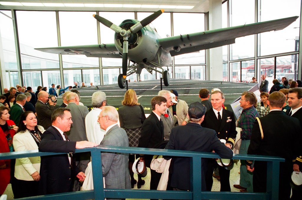 An exhibit commemorating Lieutenant Commander Edward Henry 'Butch' O'Hare is unveiled at O'Hare airport - Chicago Sun-Times