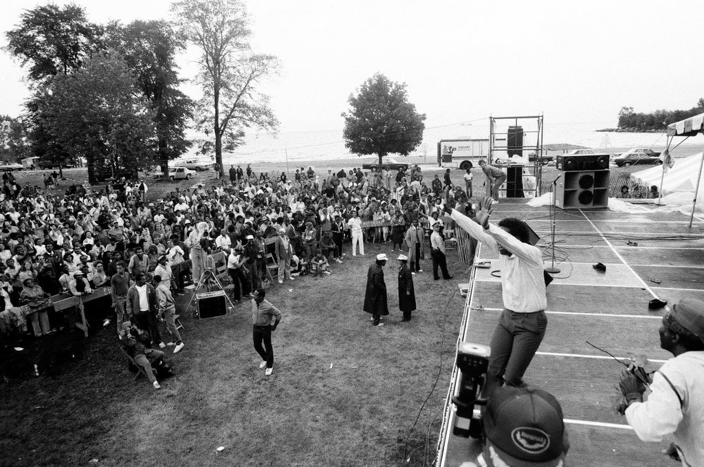 Crowds watch gospel singers perform on stage at the first Thomas A. Dorsey Gospel Festival - Chicago Sun-Times