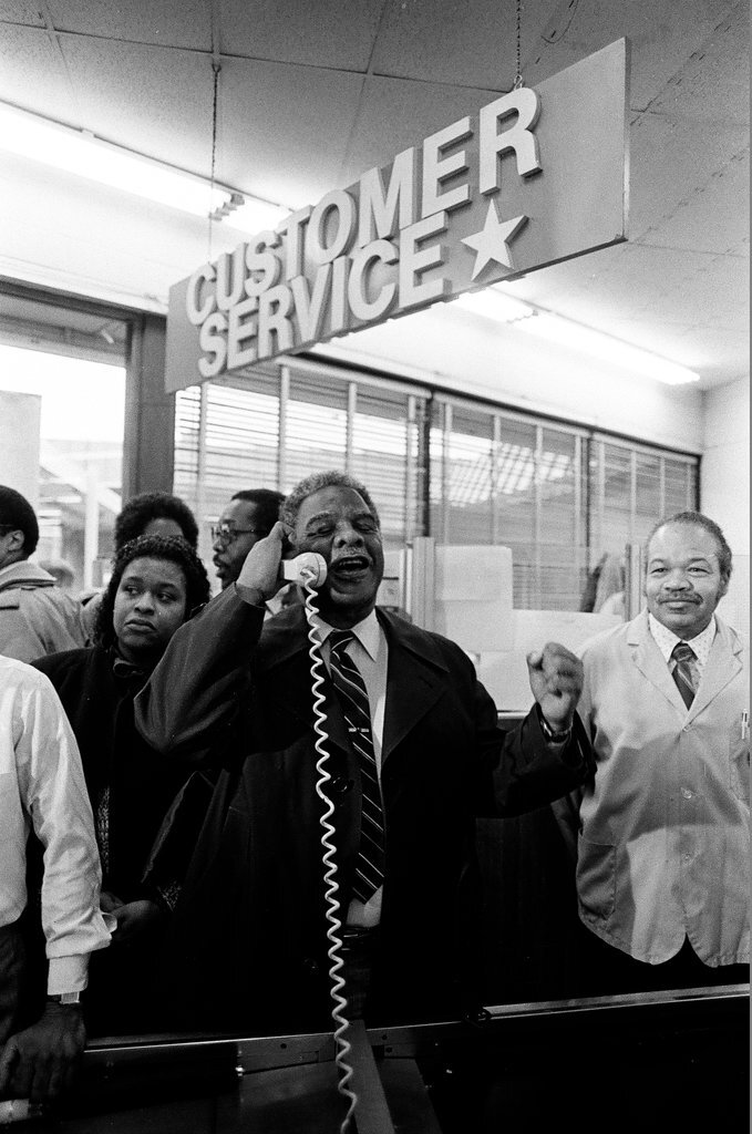 Harold Washington campaigns at the Belmont Hotel and Hillman's Food Store - Pete Souza for Chicago Sun-Times
