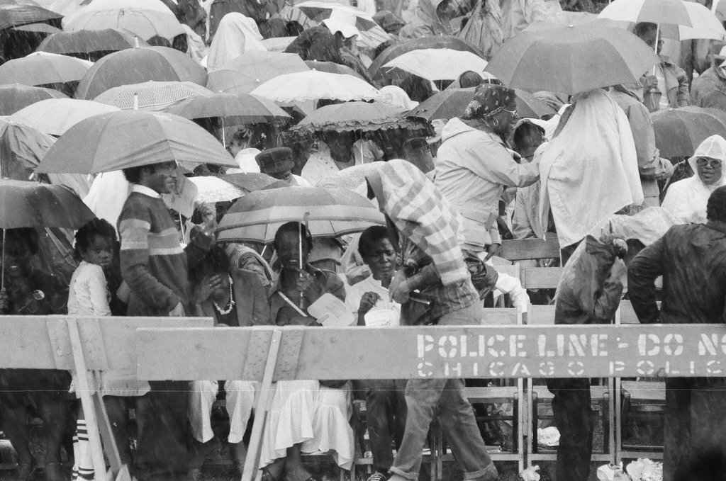 Crowds watch gospel singers perform on stage at the first Thomas A. Dorsey Gospel Festival - Chicago Sun-Times