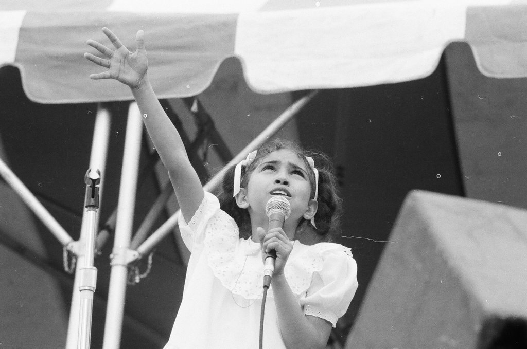 Crowds watch gospel singers perform on stage at the first Thomas A. Dorsey Gospel Festival - Chicago Sun-Times