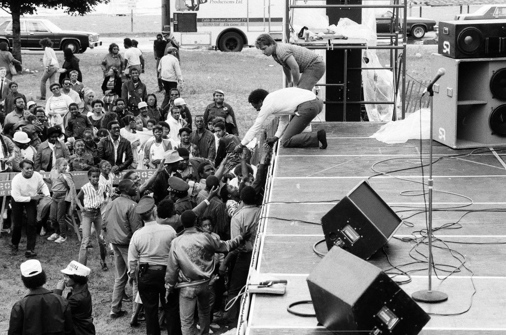 Crowds watch gospel singers perform on stage at the first Thomas A. Dorsey Gospel Festival - Chicago Sun-Times