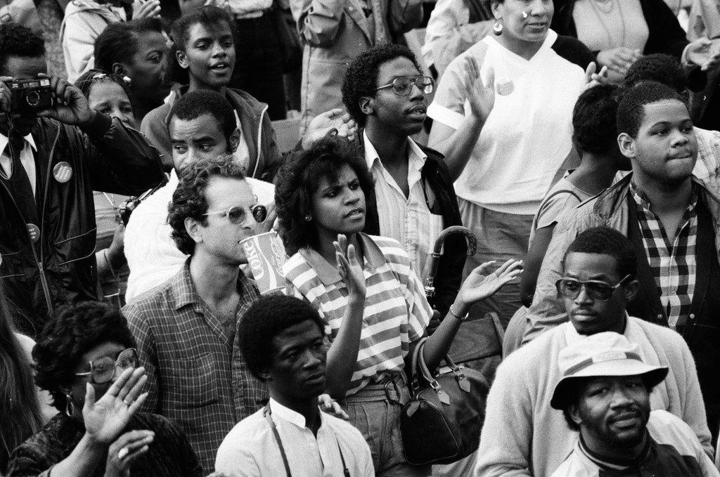 Crowds watch gospel singers perform on stage at the first Thomas A. Dorsey Gospel Festival - Chicago Sun-Times