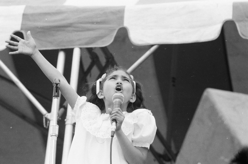 Crowds watch gospel singers perform on stage at the first Thomas A. Dorsey Gospel Festival - Chicago Sun-Times