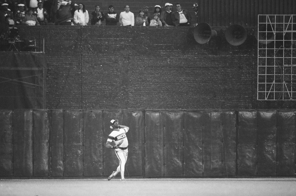 Mayor Harold Washington throws the opening pitch for a baseball game of the Cubs against the White Sox - Chicago Sun-Times