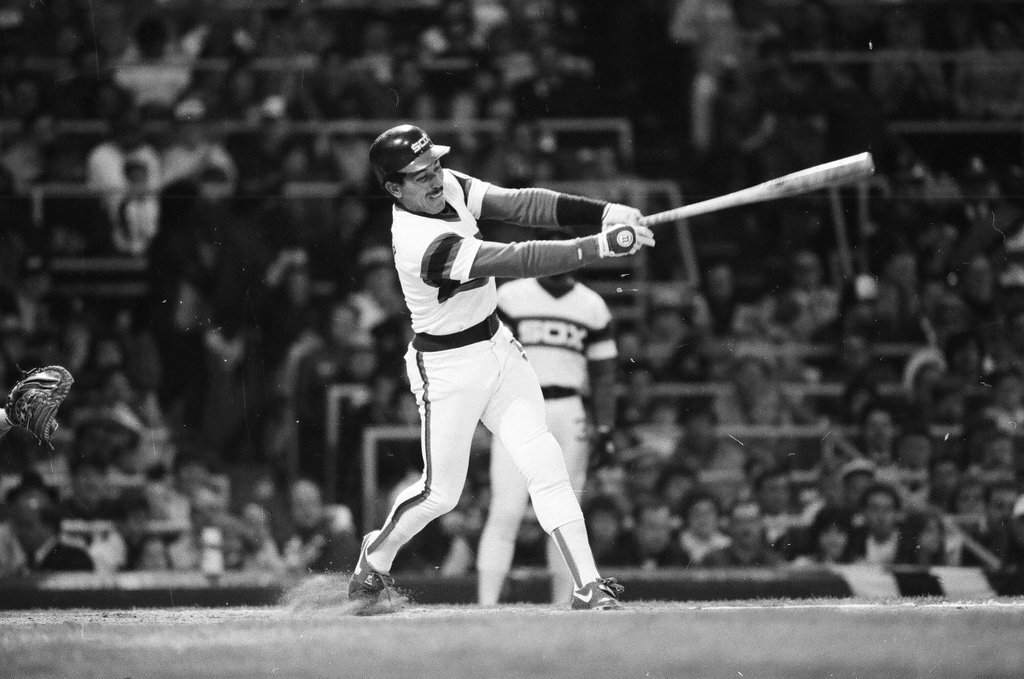 Mayor Harold Washington throws the opening pitch for a baseball game of the Cubs against the White Sox - Chicago Sun-Times