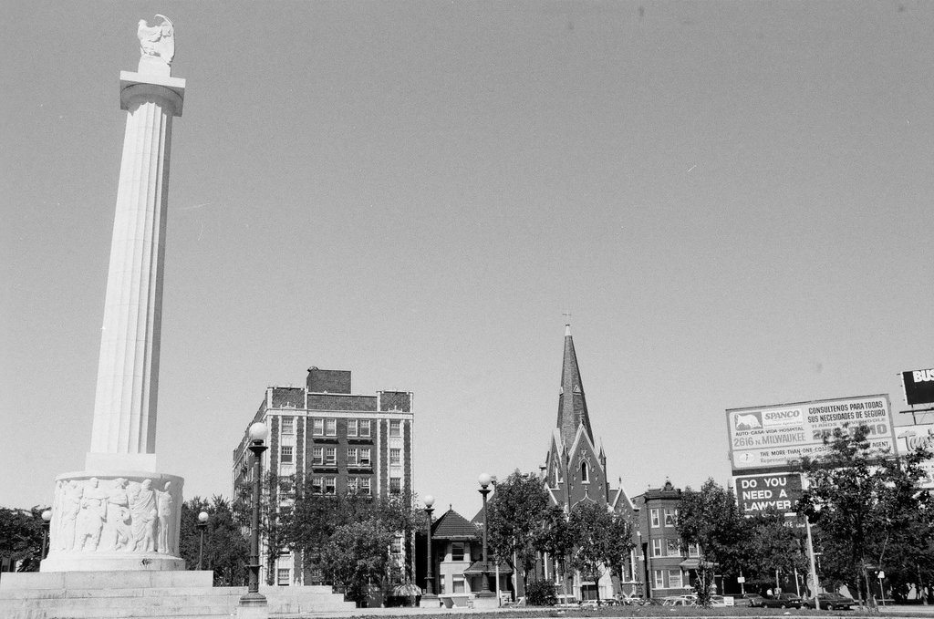 Views of the buildings surrounding Logan Square Park - Chicago Sun-Times