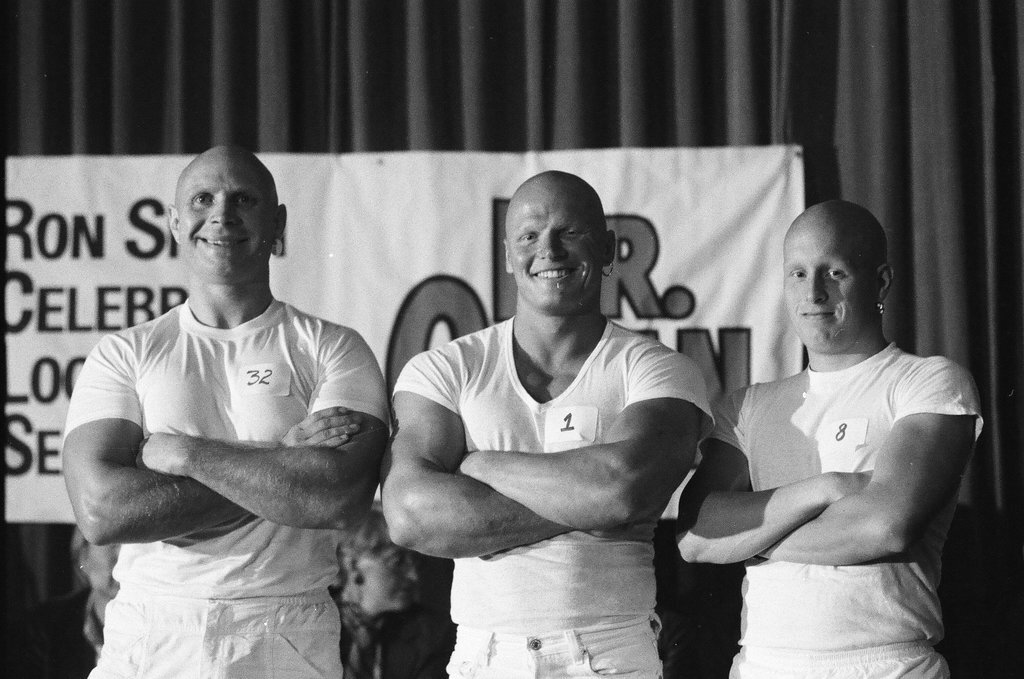 Contestants participate in a Mr. Clean look-alike contest - Jerry Tomaselli for Chicago Sun-Times