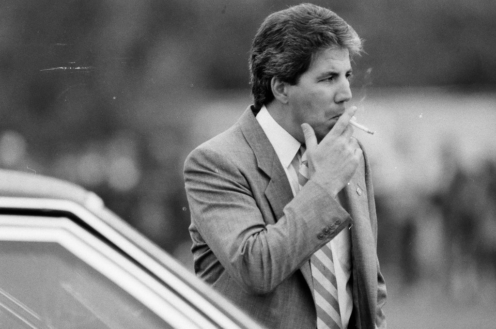 President Ronald Reagan arrives via helicopter at Deerfield High School - Chicago Sun-Times
