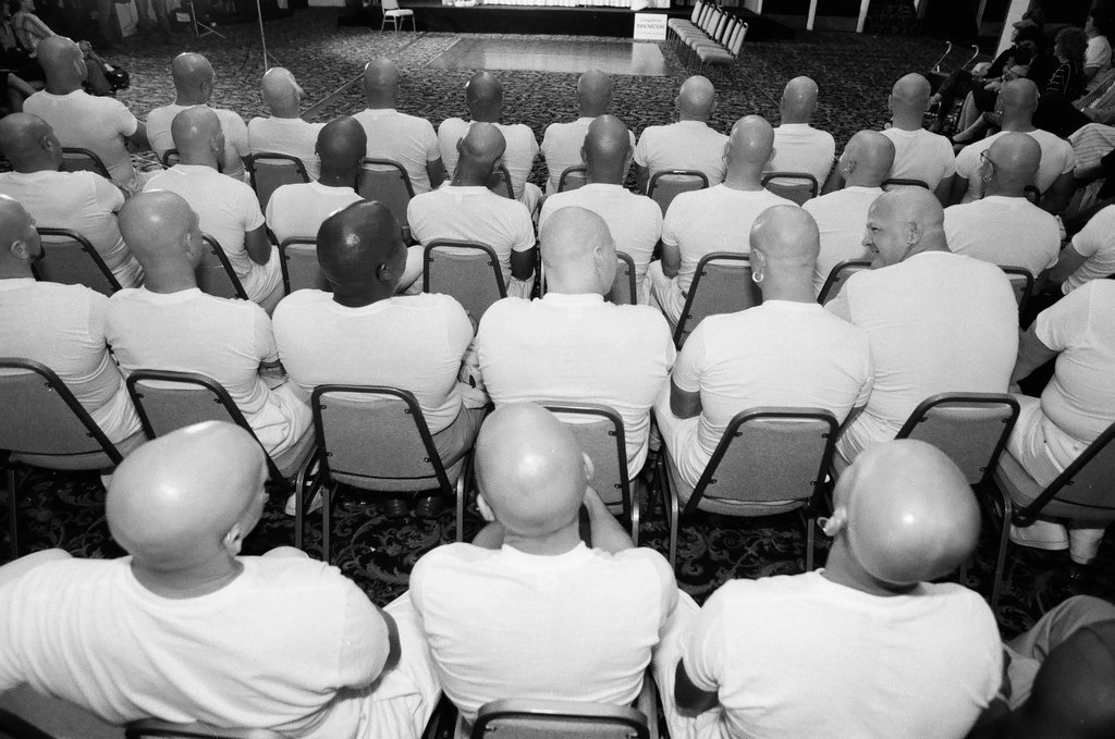 Contestants participate in a Mr. Clean look-alike contest - Jerry Tomaselli for Chicago Sun-Times