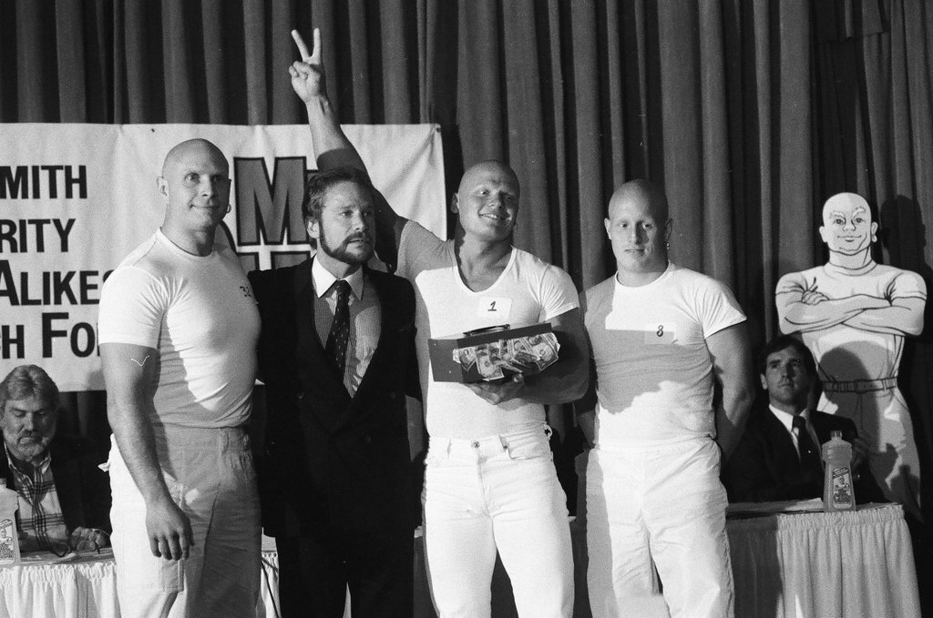Contestants participate in a Mr. Clean look-alike contest - Jerry Tomaselli for Chicago Sun-Times