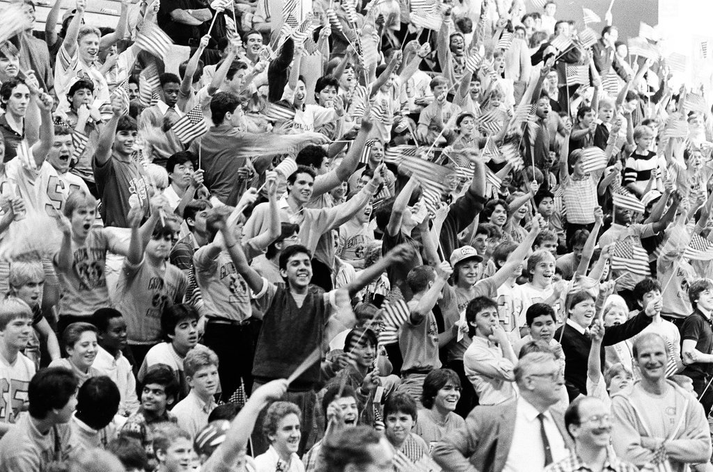 President Ronald Reagan speaks to students at Gordon Technical High School - Chicago Sun-Times