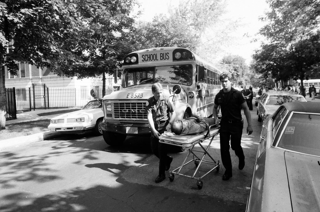 First responders tend to injured students after a bus accident - Chicago Sun-Times