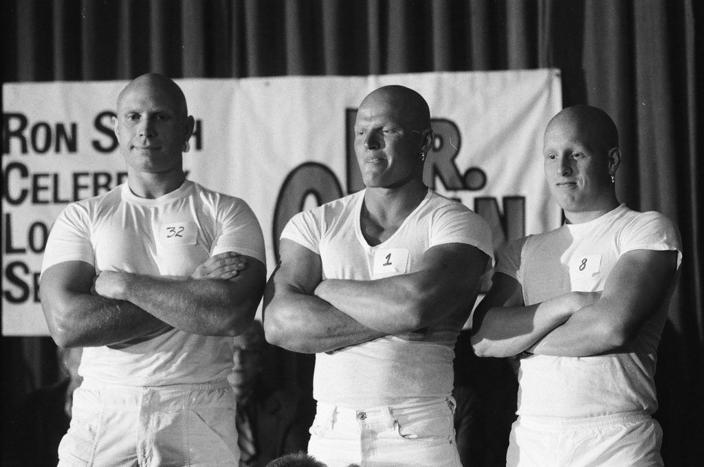 Contestants participate in a Mr. Clean look-alike contest - Jerry Tomaselli for Chicago Sun-Times