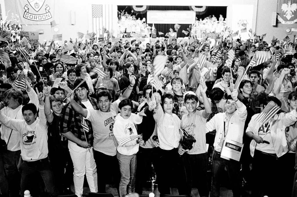 President Ronald Reagan speaks to students at Gordon Technical High School - Chicago Sun-Times