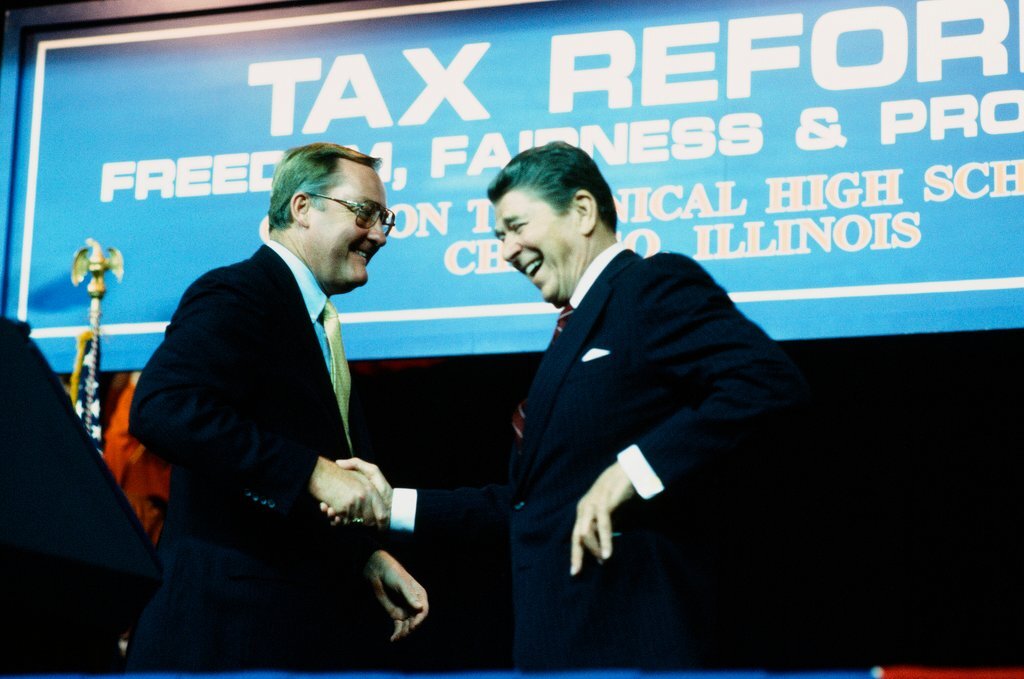 President Ronald Reagan speaks to students at Gordon Technical High School - Chicago Sun-Times