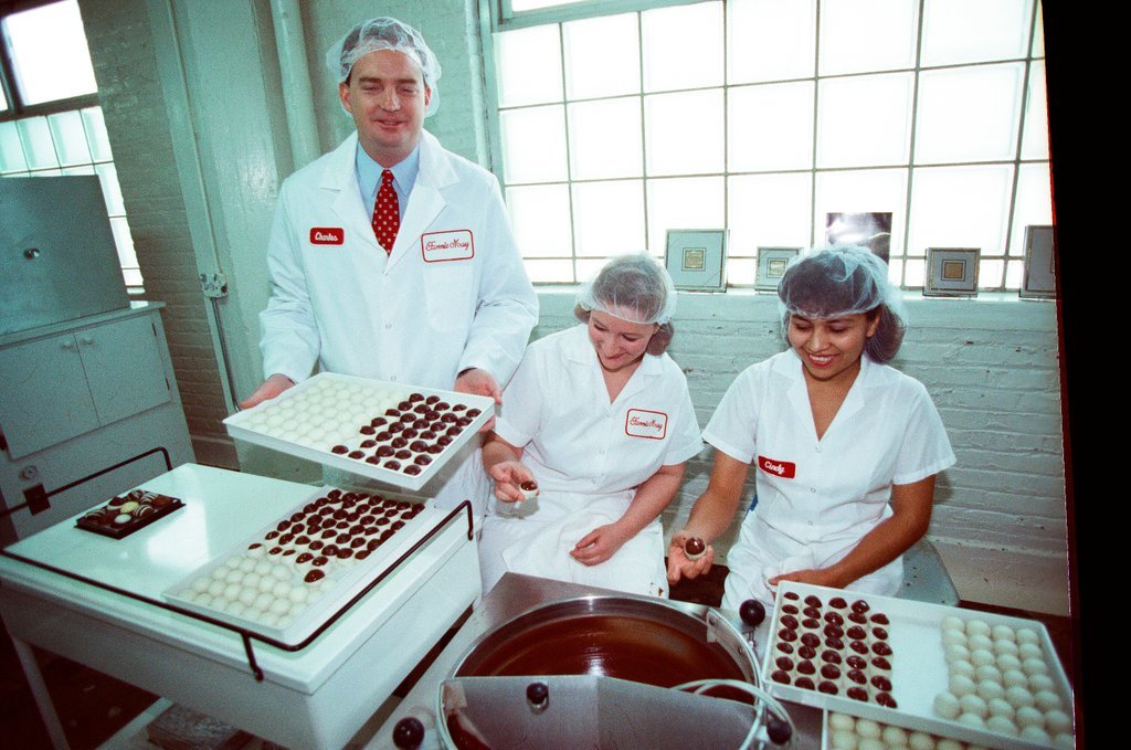 Employees at Fannie May Candies share the production process of truffles - Chicago Sun-Times