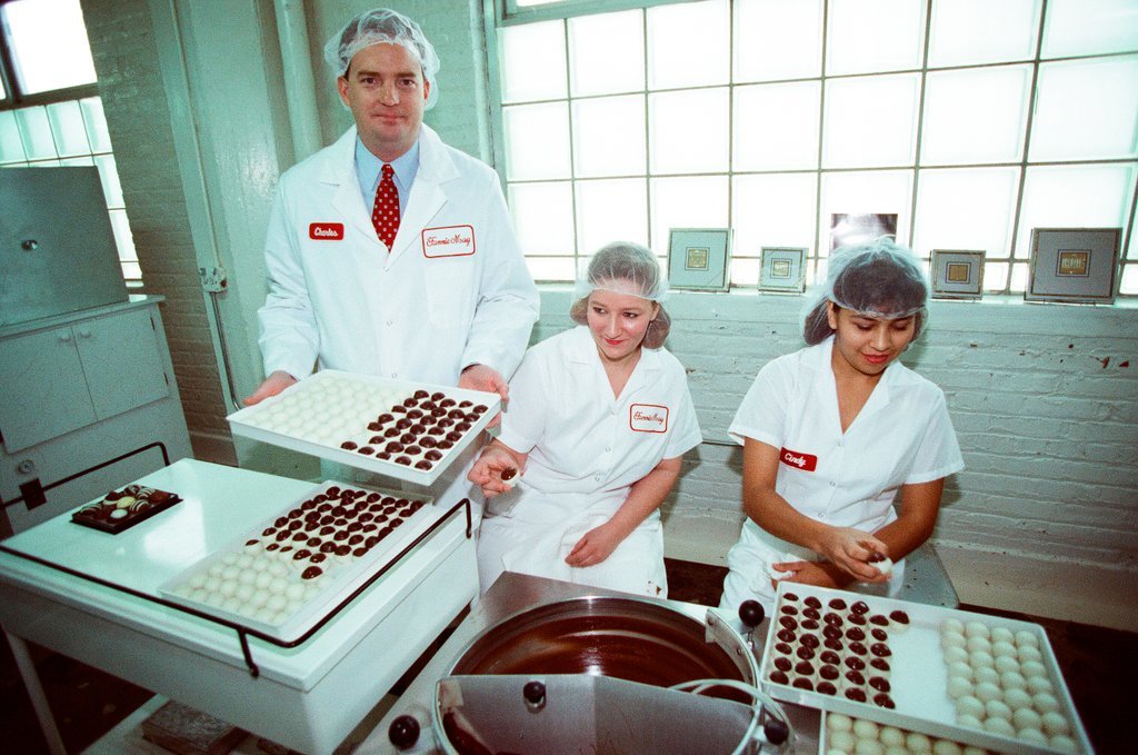 Employees at Fannie May Candies share the production process of truffles - Chicago Sun-Times