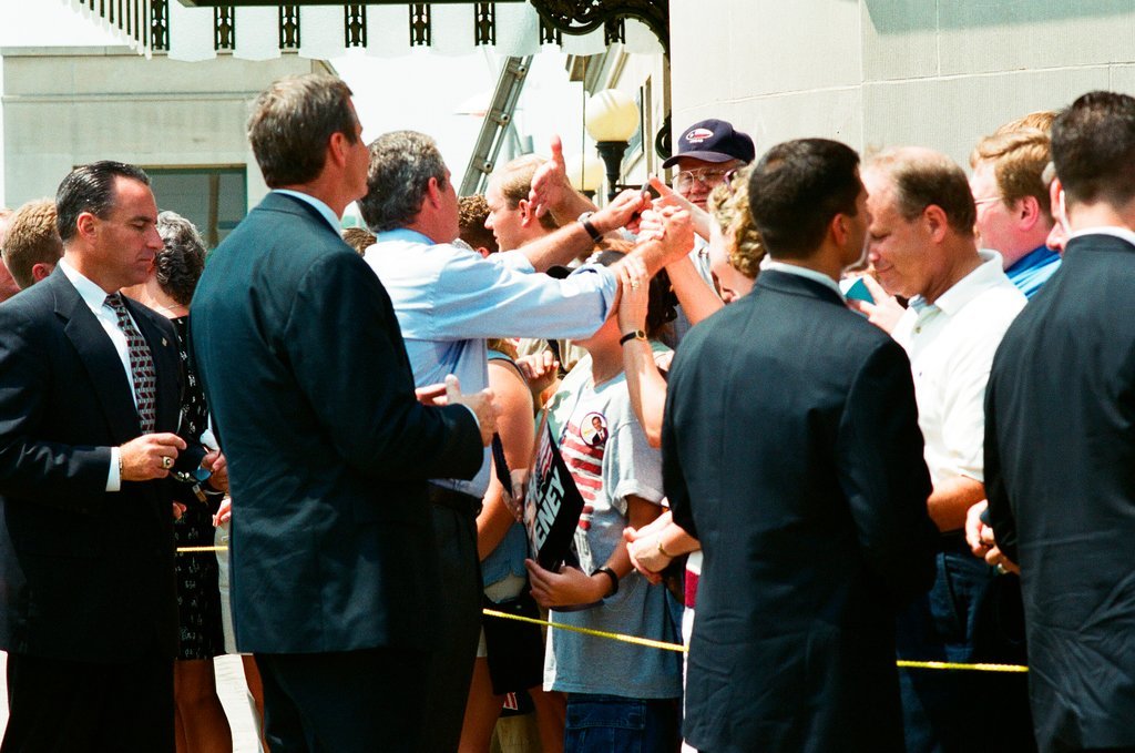 Republican presidential candidate George W. Bush and his wife Laura Bush hold a rally in Joliet - Chicago Sun-Times