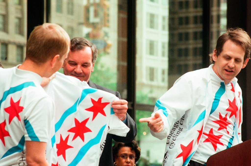 A Bike to Work Rally is held at Daley Plaza - Chicago Sun-Times