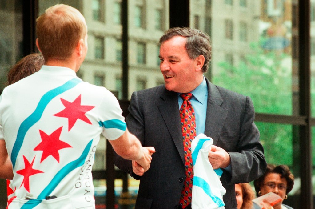 A Bike to Work Rally is held at Daley Plaza - Chicago Sun-Times