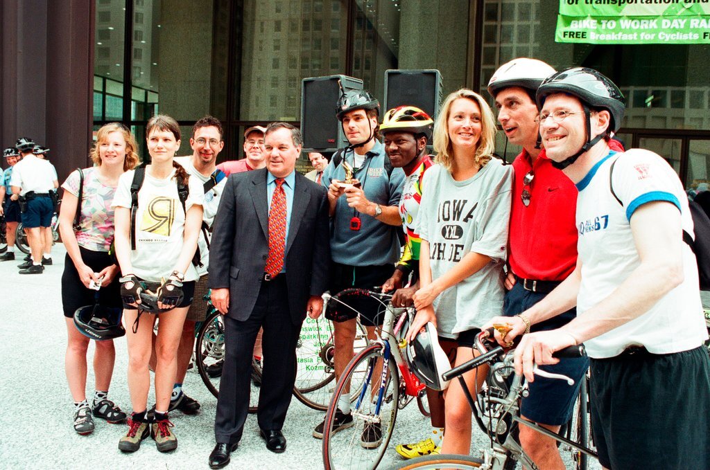 A Bike to Work Rally is held at Daley Plaza - Chicago Sun-Times