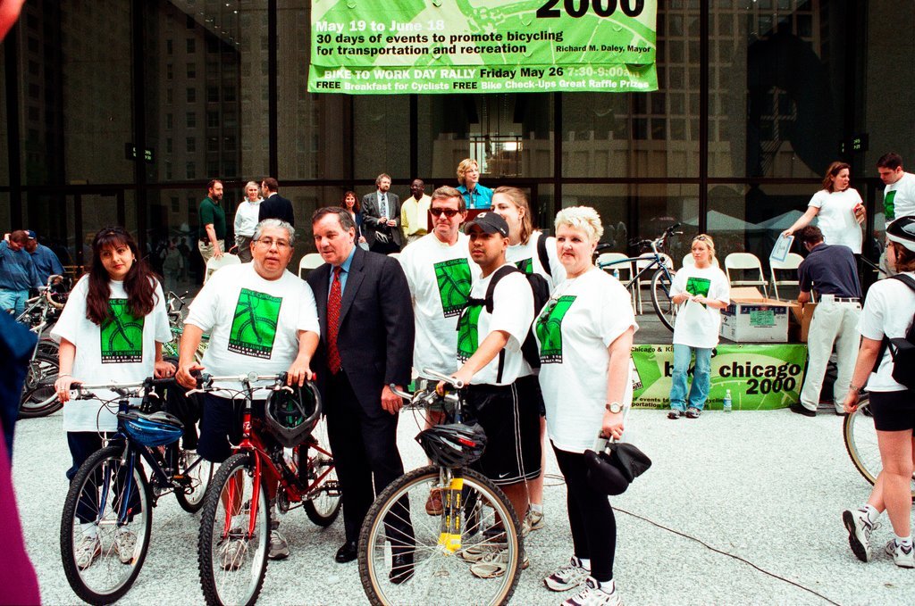 A Bike to Work Rally is held at Daley Plaza - Chicago Sun-Times