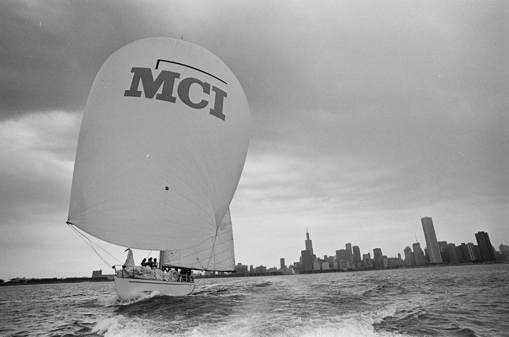 Sailors aboard the 12-meter yacht, Windancer, battle the wind on Lake Michigan - Chicago Sun-Times