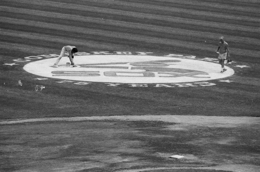 Center field of Comiskey Park now has a '75 Years' sign to commemorate the park's opening - Chicago Sun-Times